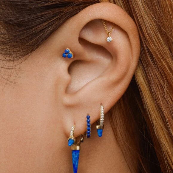 **Brand New** Maria Tash Lapis Single Short Spike Diamond Eternity Hoop Earring - Picture 7 of 7